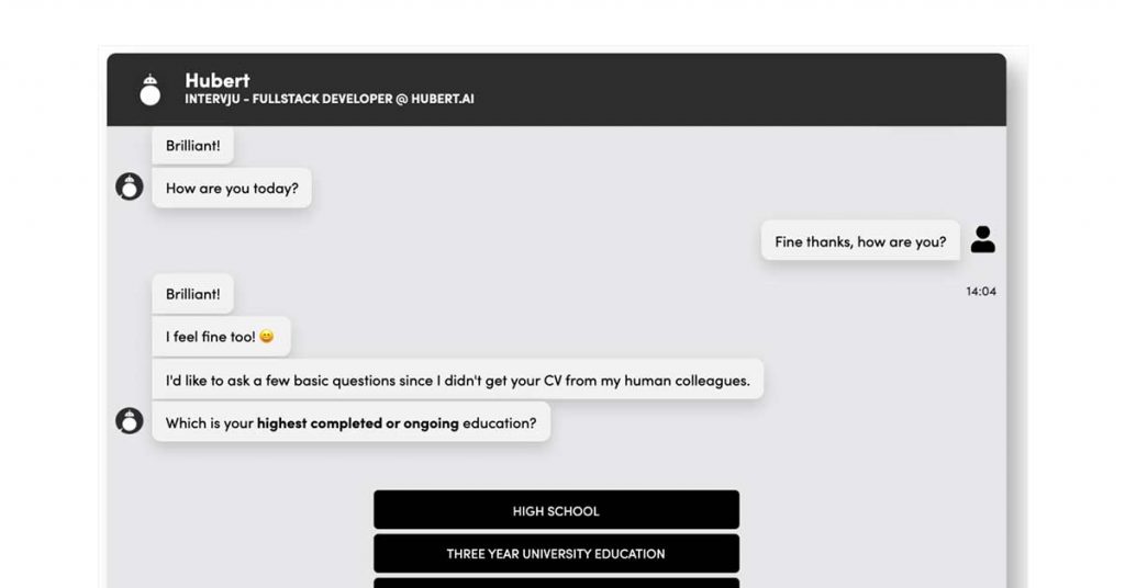 Hubert online resume screening software